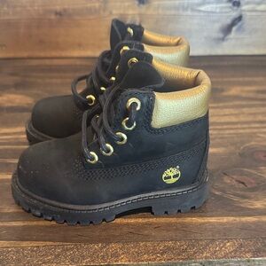Toddler's Size 6 Timberland Premium 6" Boot Black Nubuck/Gold